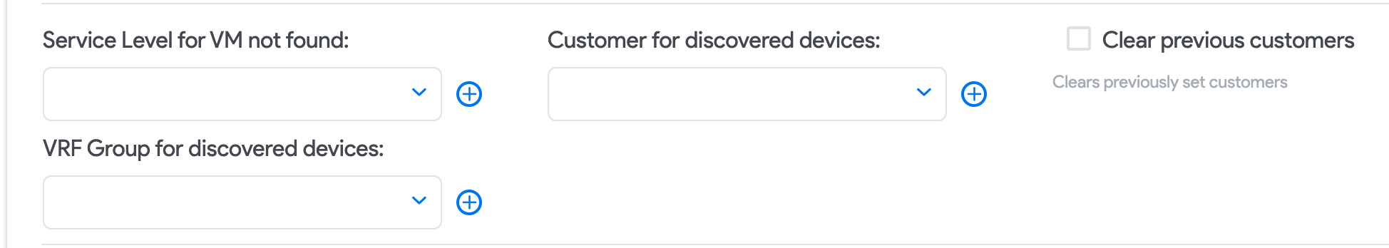 Service level and VRF group options