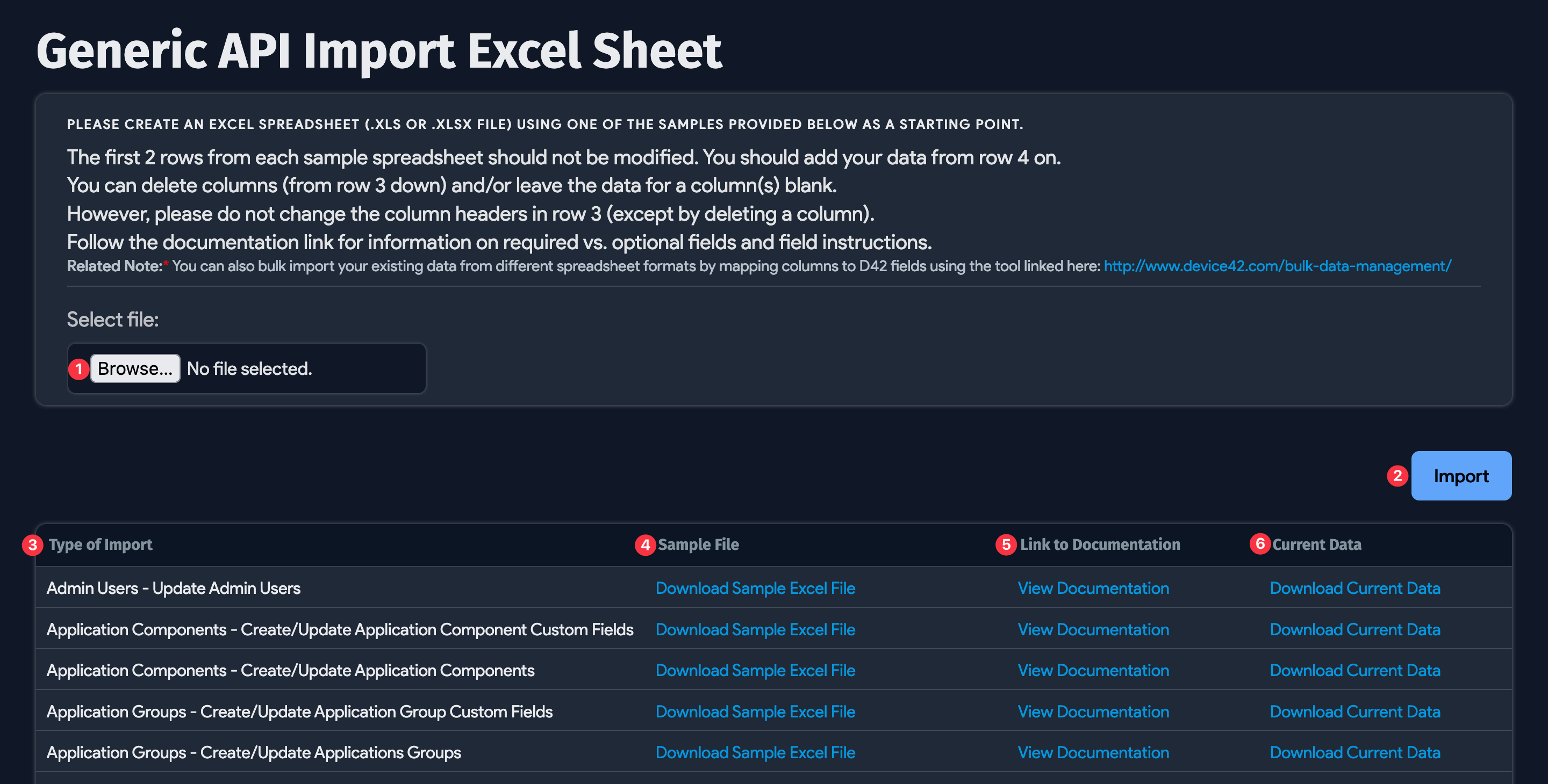 Imports/Exports (xls) page