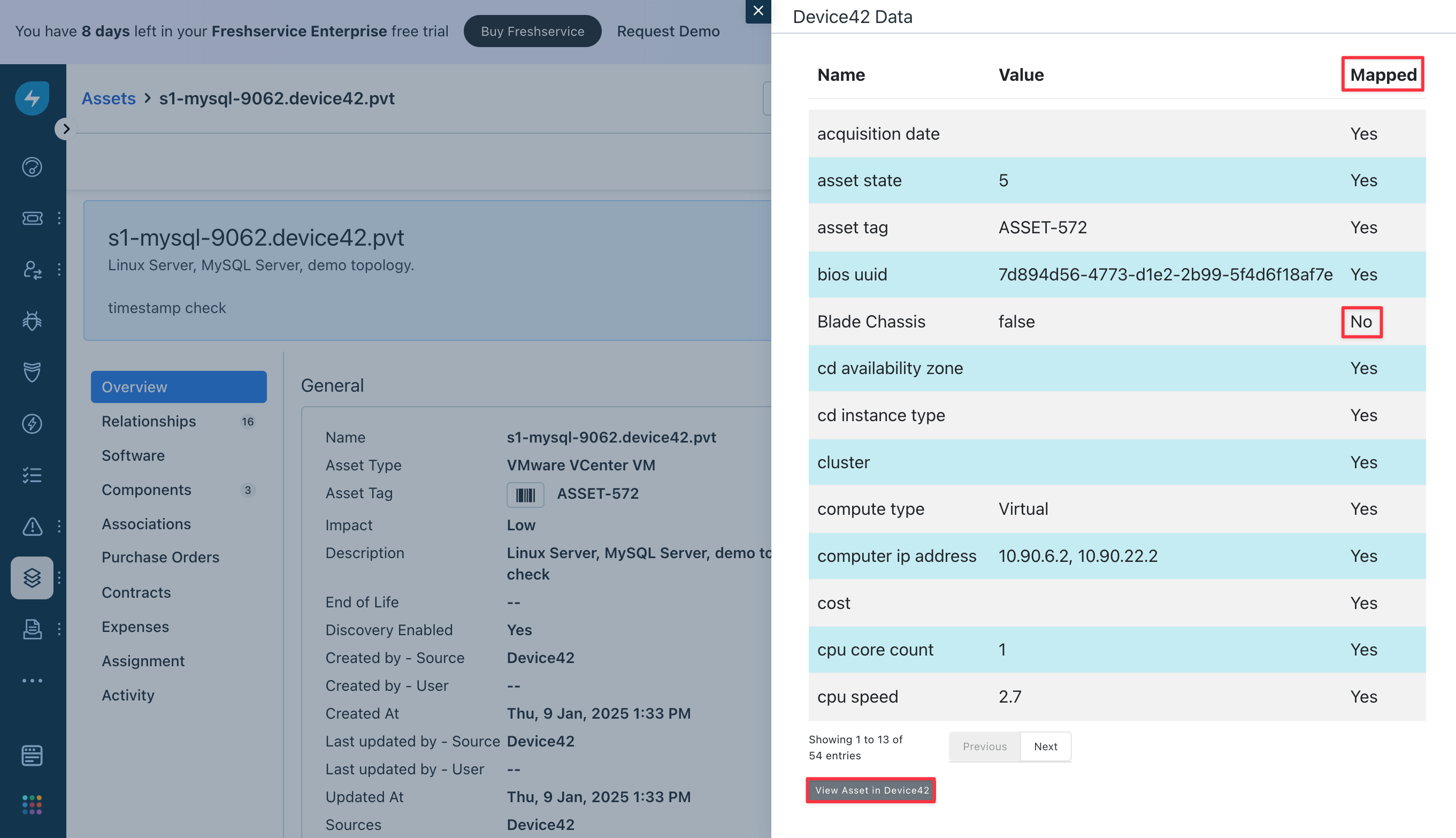 Mapped and unmapped data