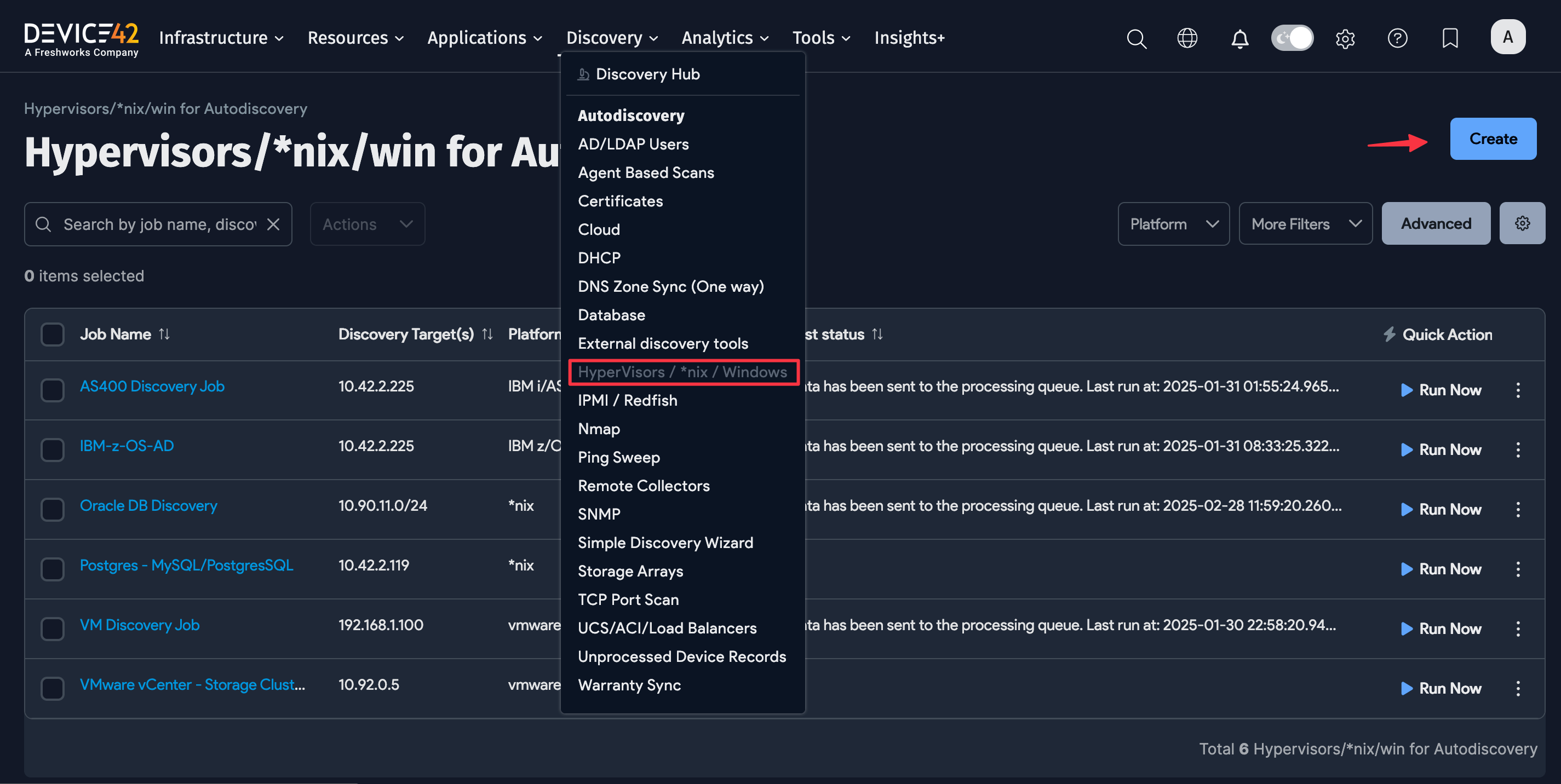 Windows and Hyper-V menu