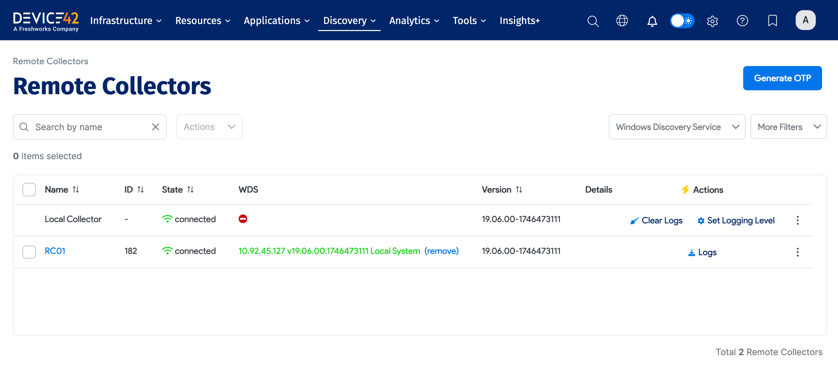 Running and connected WDS in list page