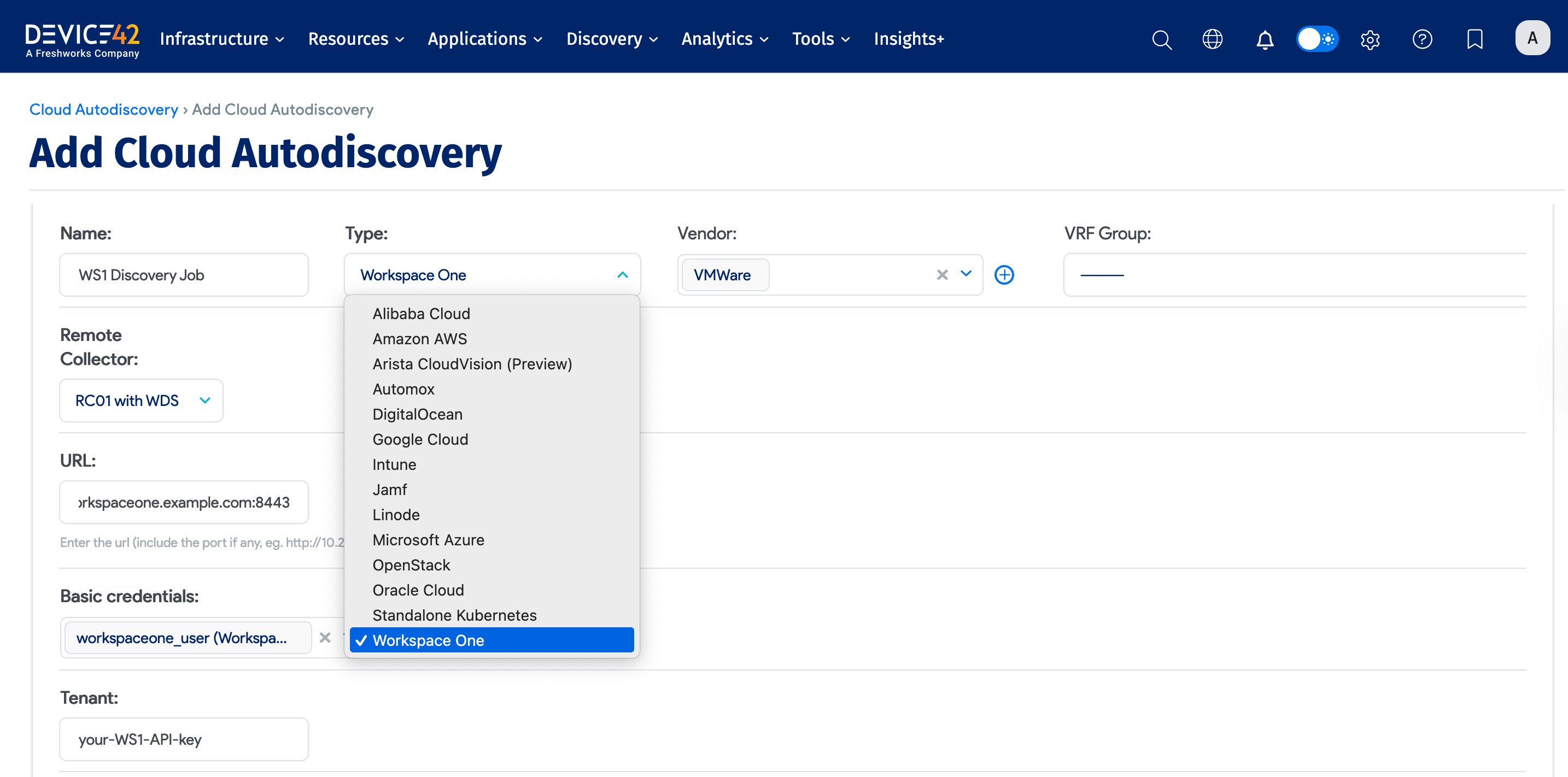Create a basic Workspace ONE discovery job