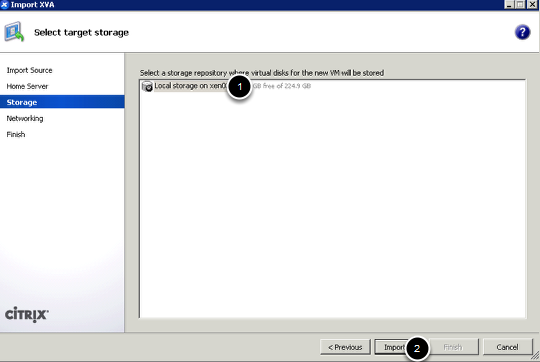 Choose a storage location for the VM
