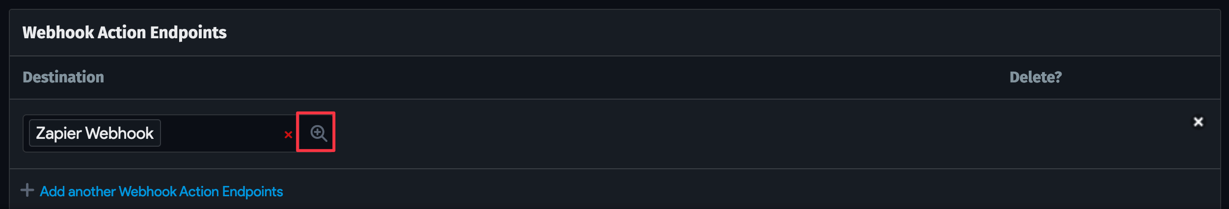 Webhook action categories