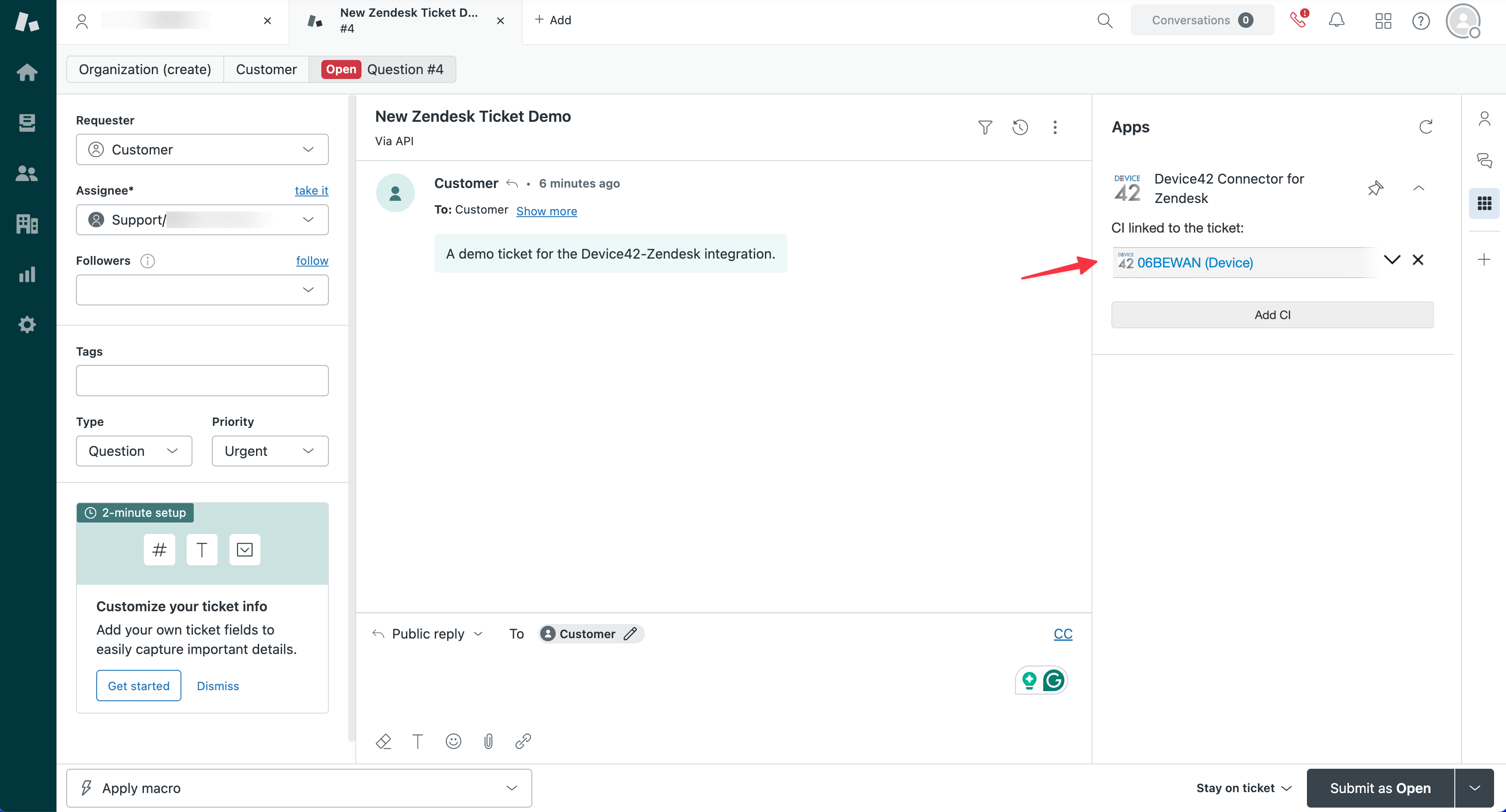 D42 CI on Zendesk Tickets